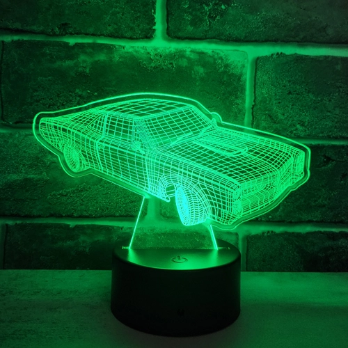 Custom LED light showing a car engraved in acrylic