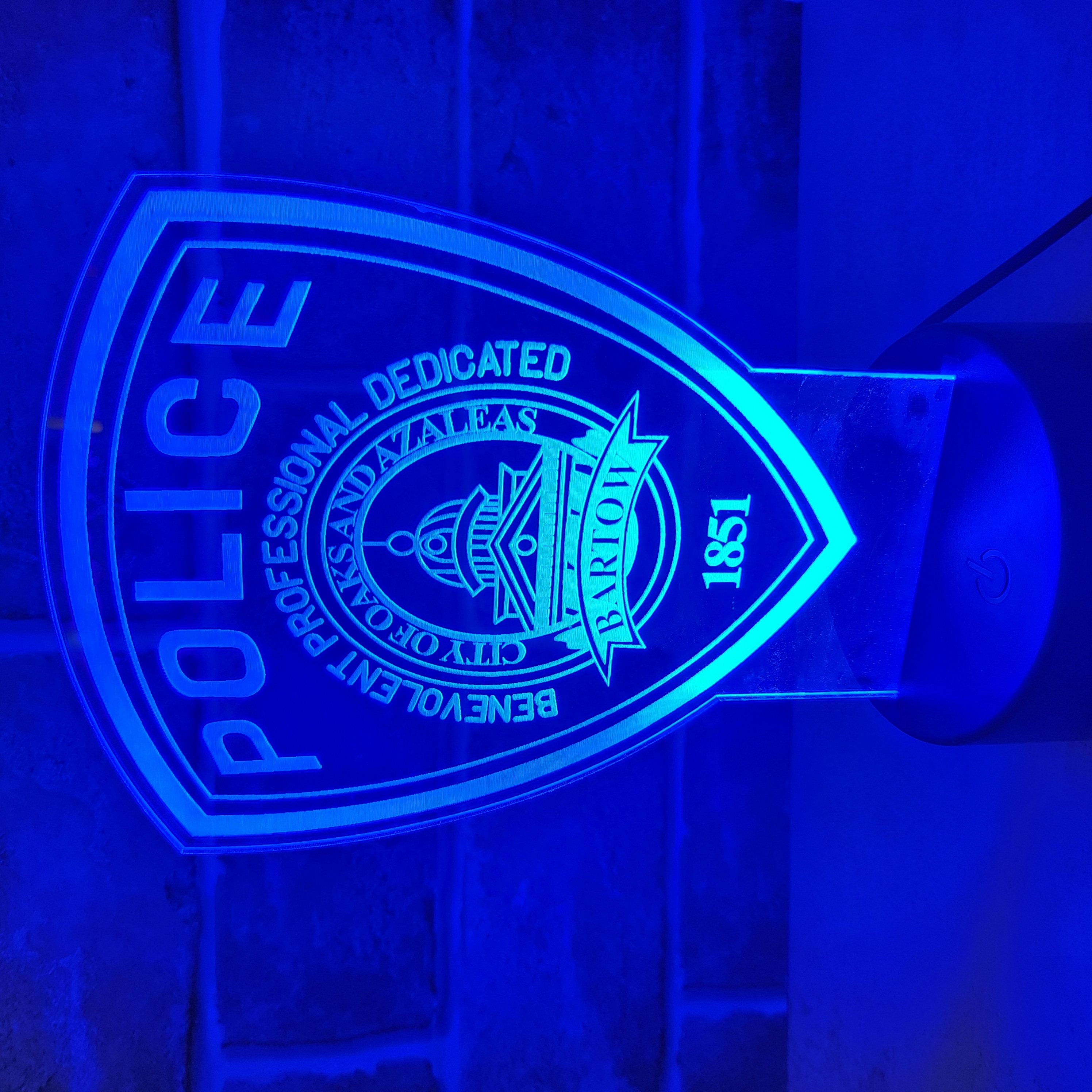 Finished custom police badge LED light