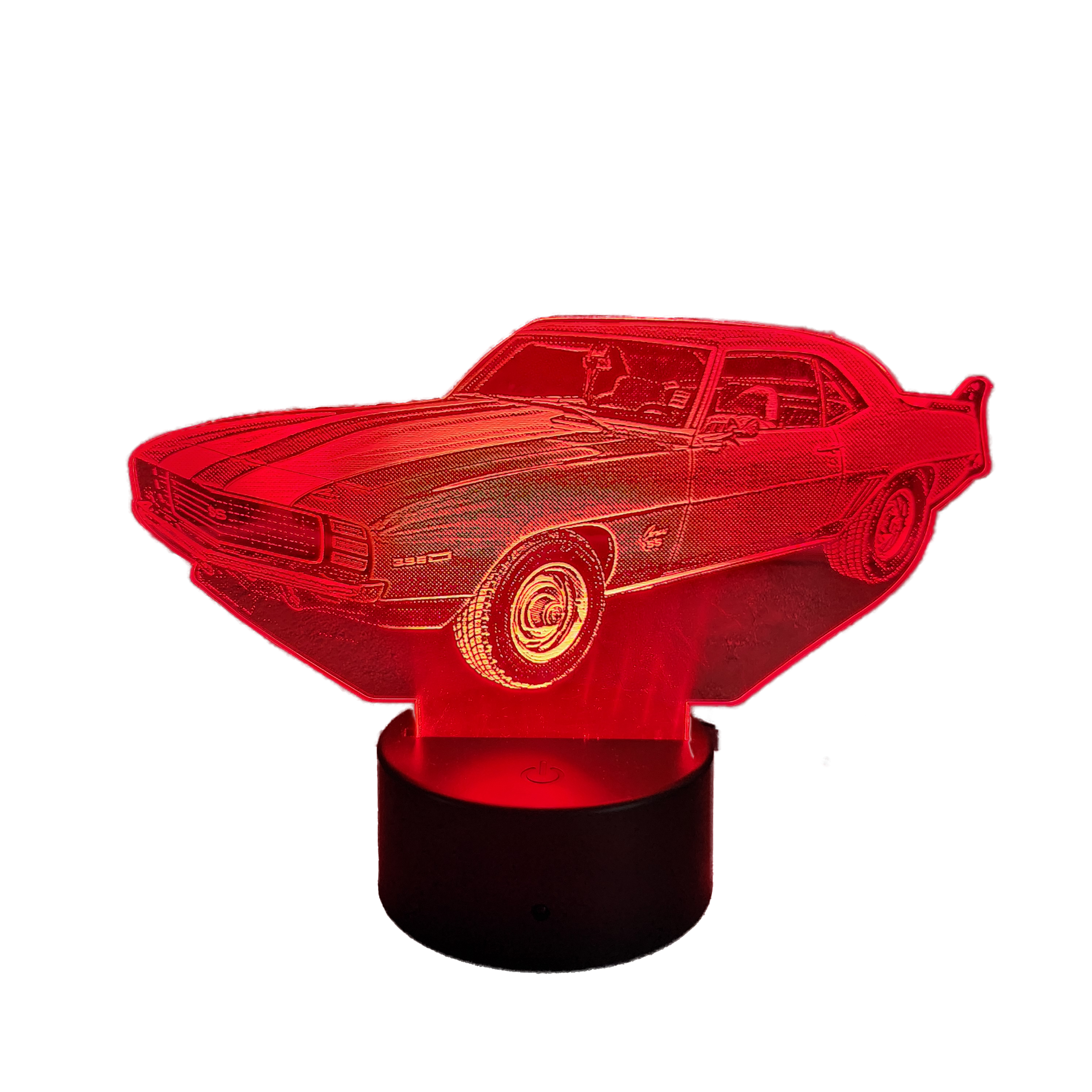 Finished custom LED light engraved with the car photo